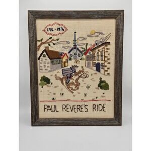 Paul Revere's Ride (1776-1976)‎ Crewel Embroidery Art Piece 15"